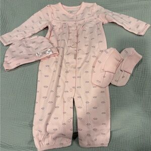 Carter's Light Pink Footed One-Piece Sleepwear with Hat & Mittens